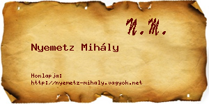 Nyemetz Mihály névjegykártya